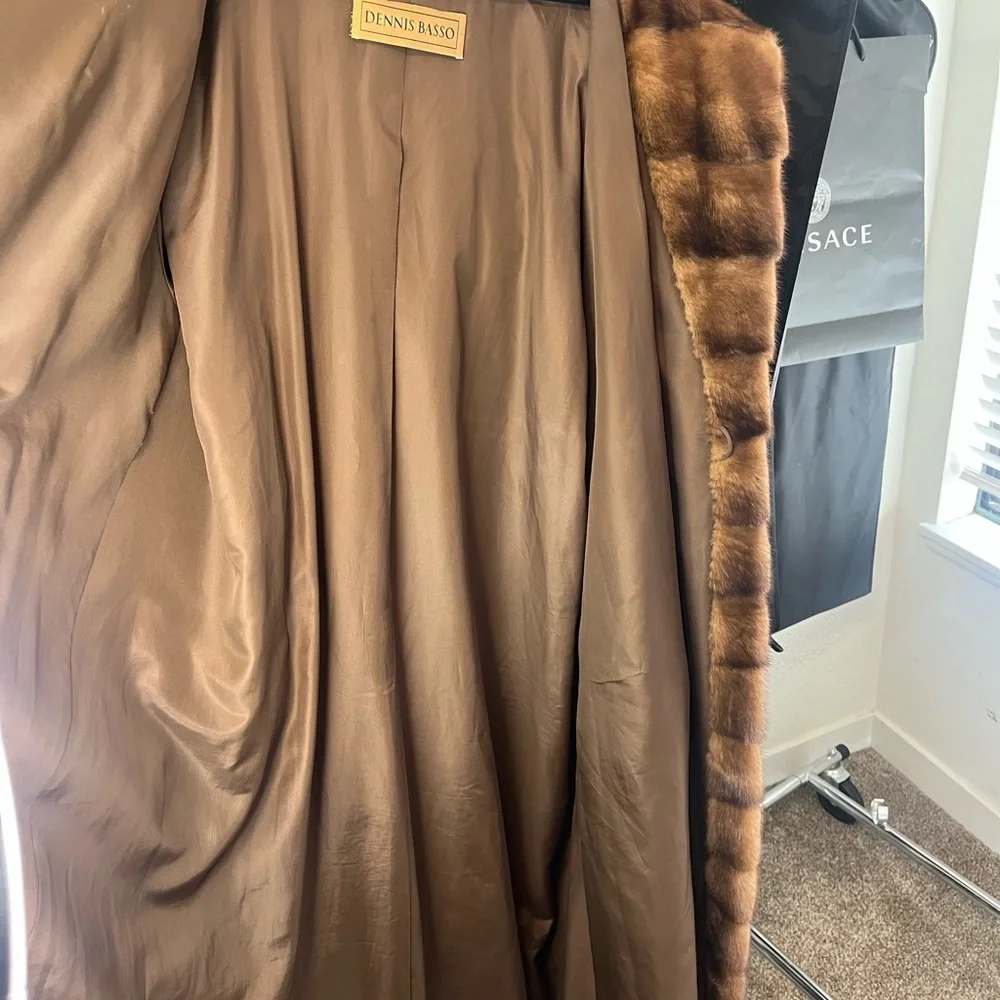 DENNIS BASSO Real Fur Full Length Hooded Fur Coat - Picture 10 of 11